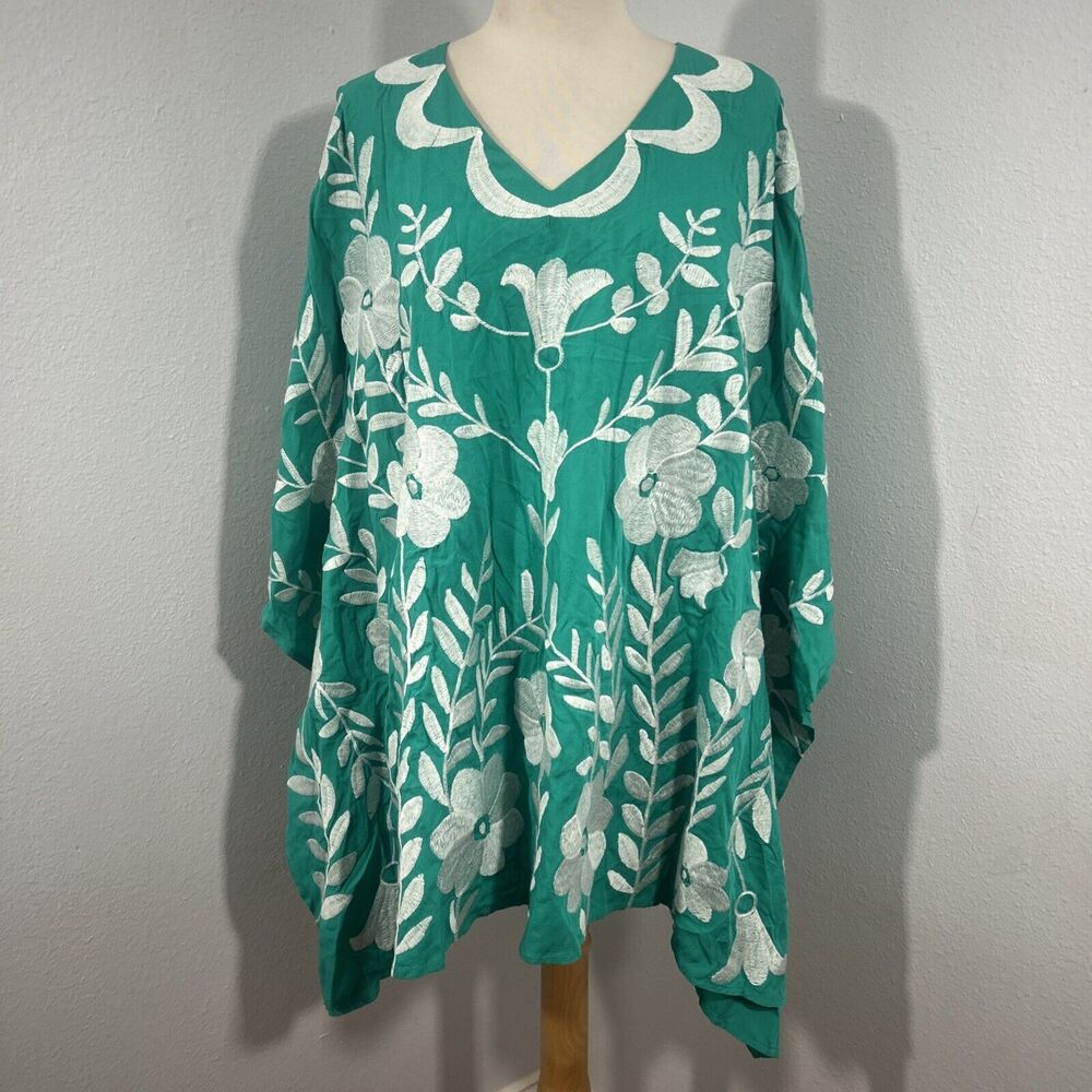 Layerz Clothing Kaftan Top Womens Large Floral Embroidered‎ Boho Blouse